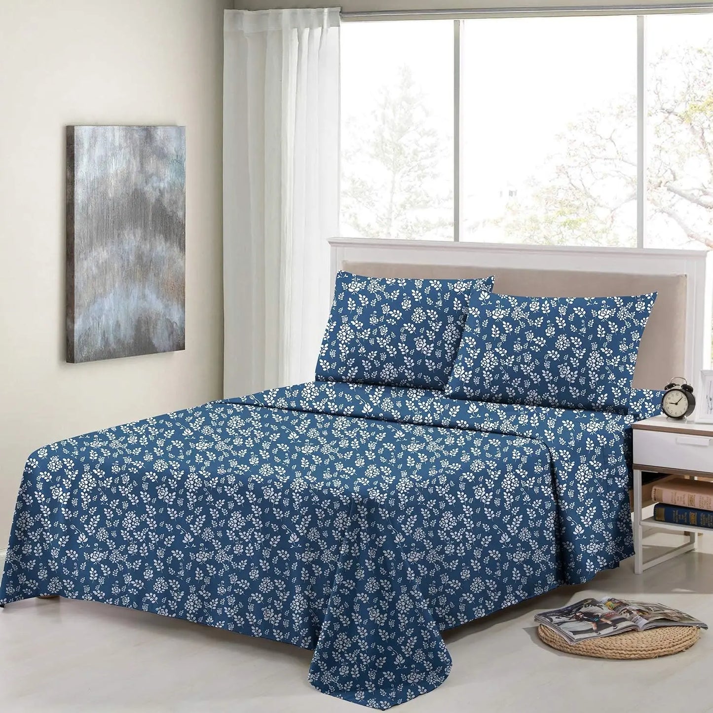 Fabirc Lux Decor Floral Sheet Set Microfiber Wrinkle Free