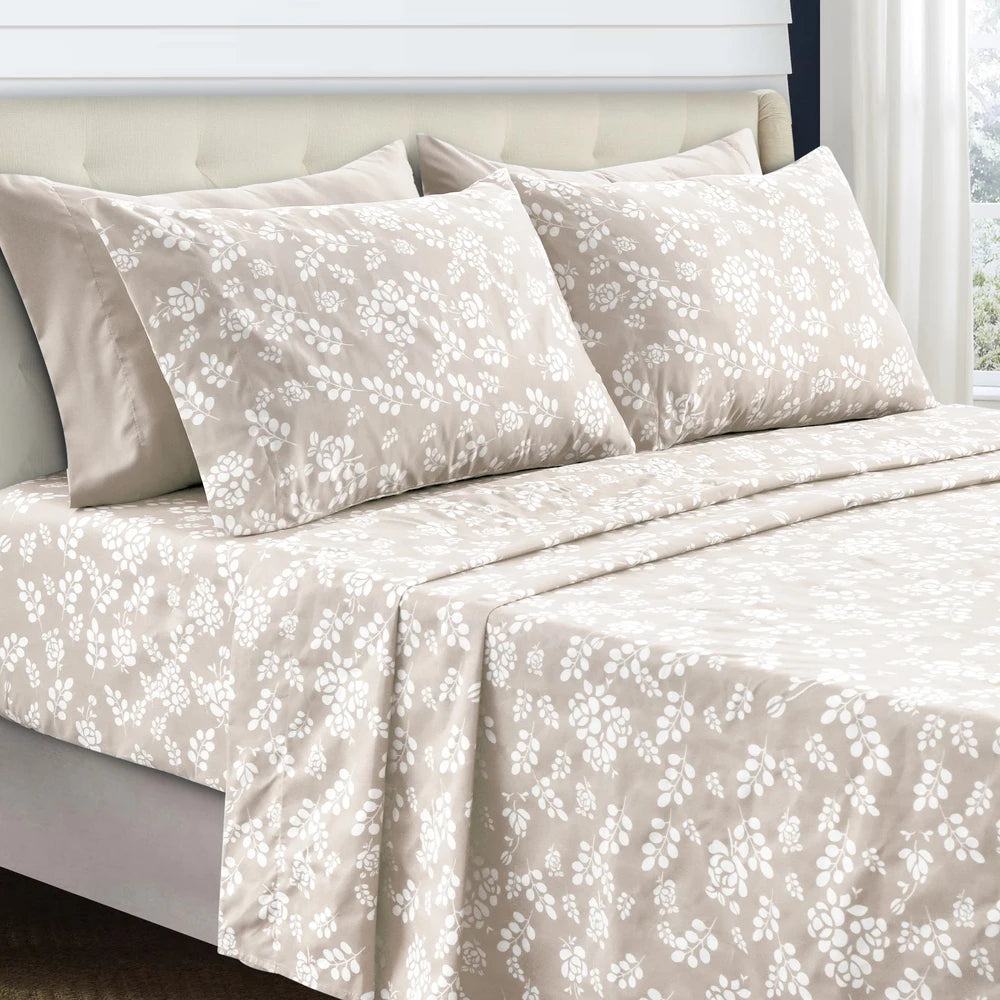 Fabirc Lux Decor Floral Sheet Set Microfiber Wrinkle Free