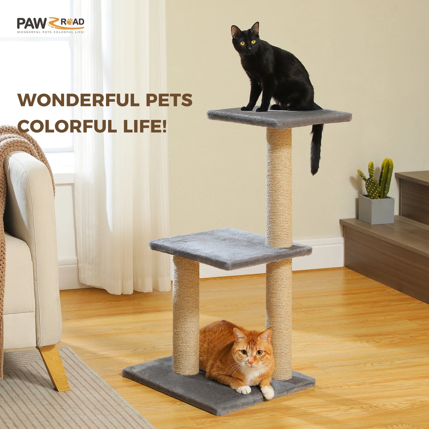 PAWZ Road Cat Tree Tower For Indoor Cats 2 Styles With Scratching Posts