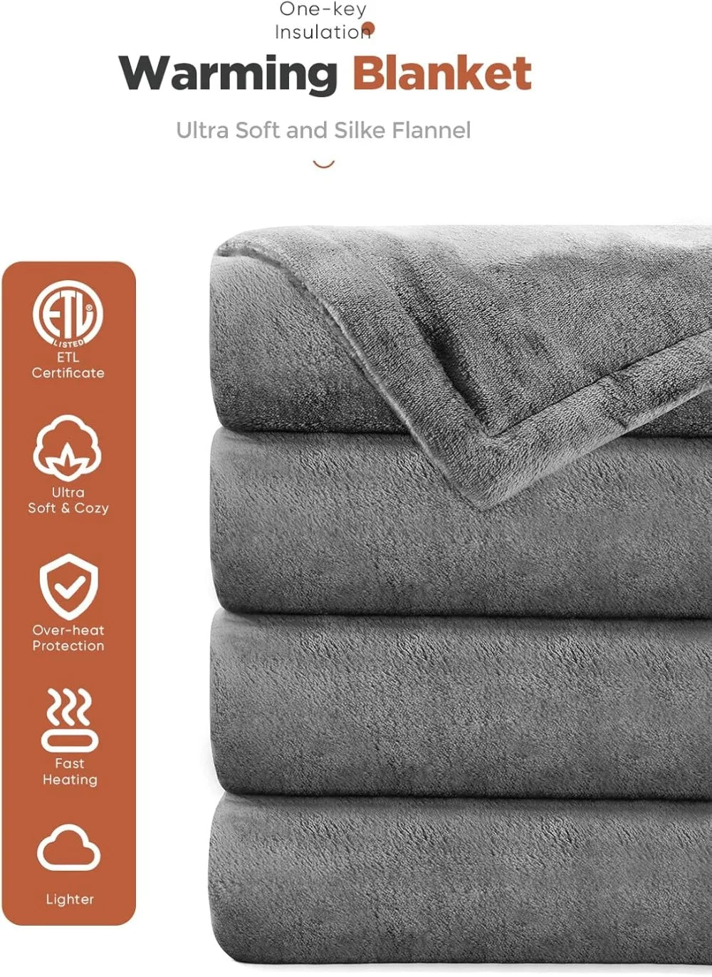 NONECN Heated Throw Blanket With One To Nine Hour Timer And Eight Heating Levels