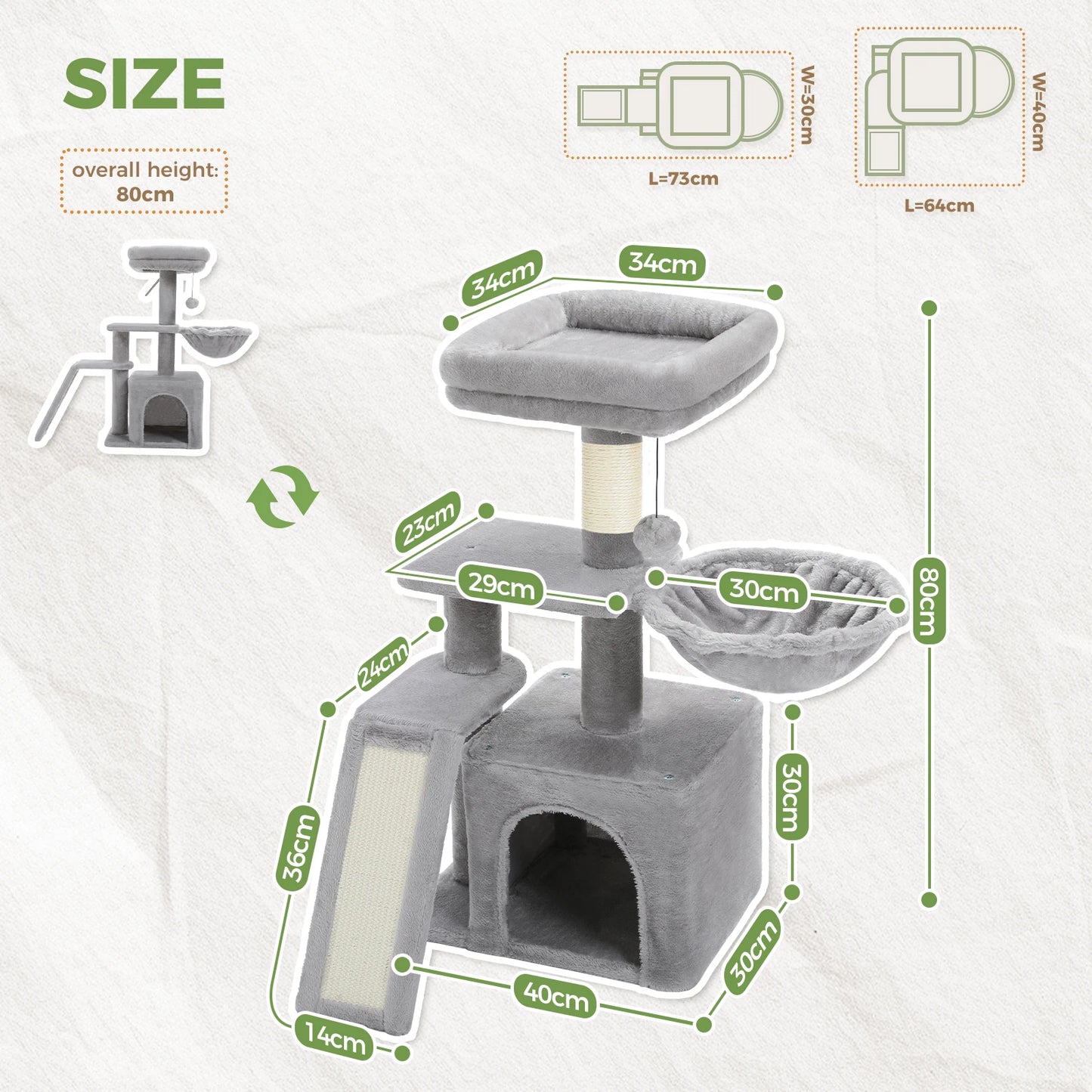 PAWZ Road Cat Tree Tower For Indoor Cats 2 Styles With Scratching Posts