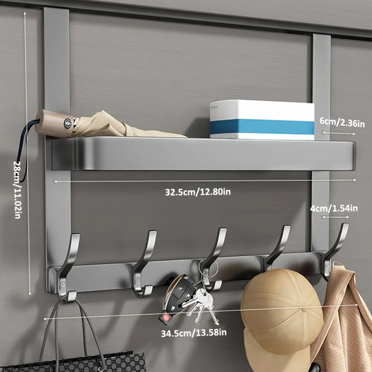 Hign-concerned Space Aluminum Door Hook Organizer Wall Mount Coat Hanger No Drill Bathroom