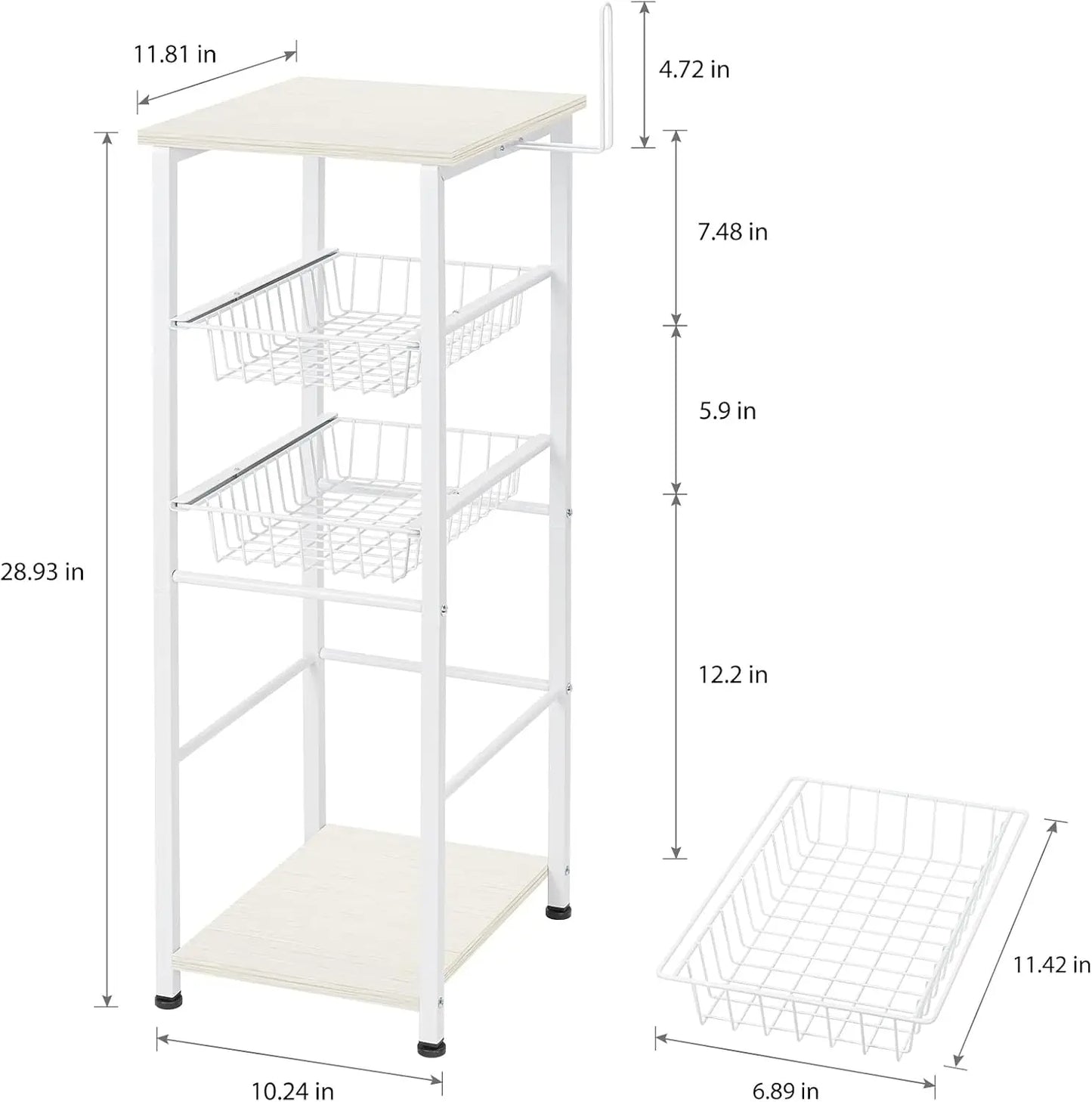 Over Toilet Storage Cabinet With Drawers And Toilet Paper Holder Rustic Style