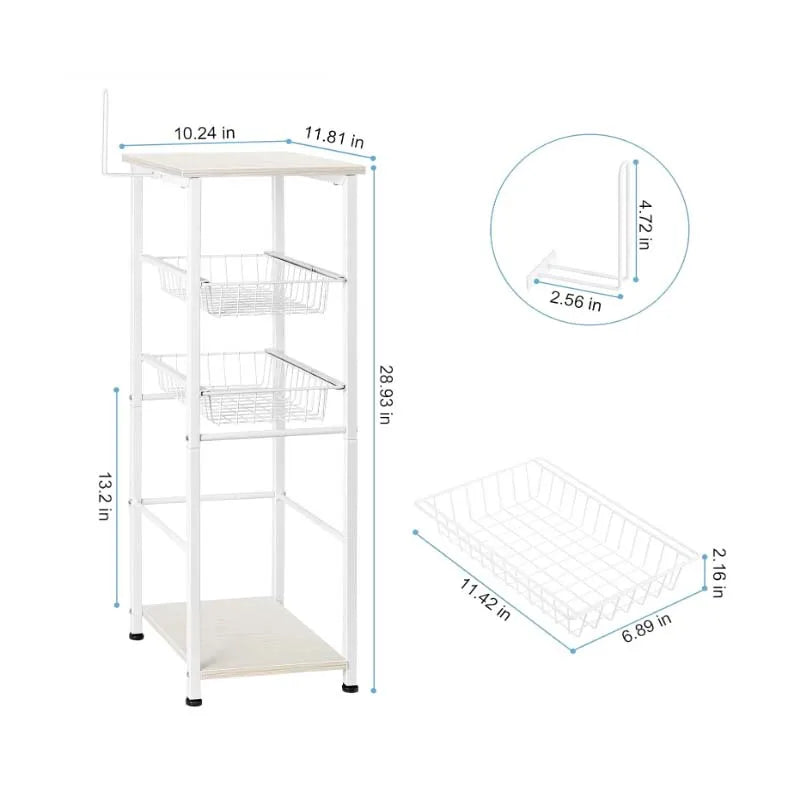 Over Toilet Storage Cabinet With Drawers And Toilet Paper Holder Rustic Style