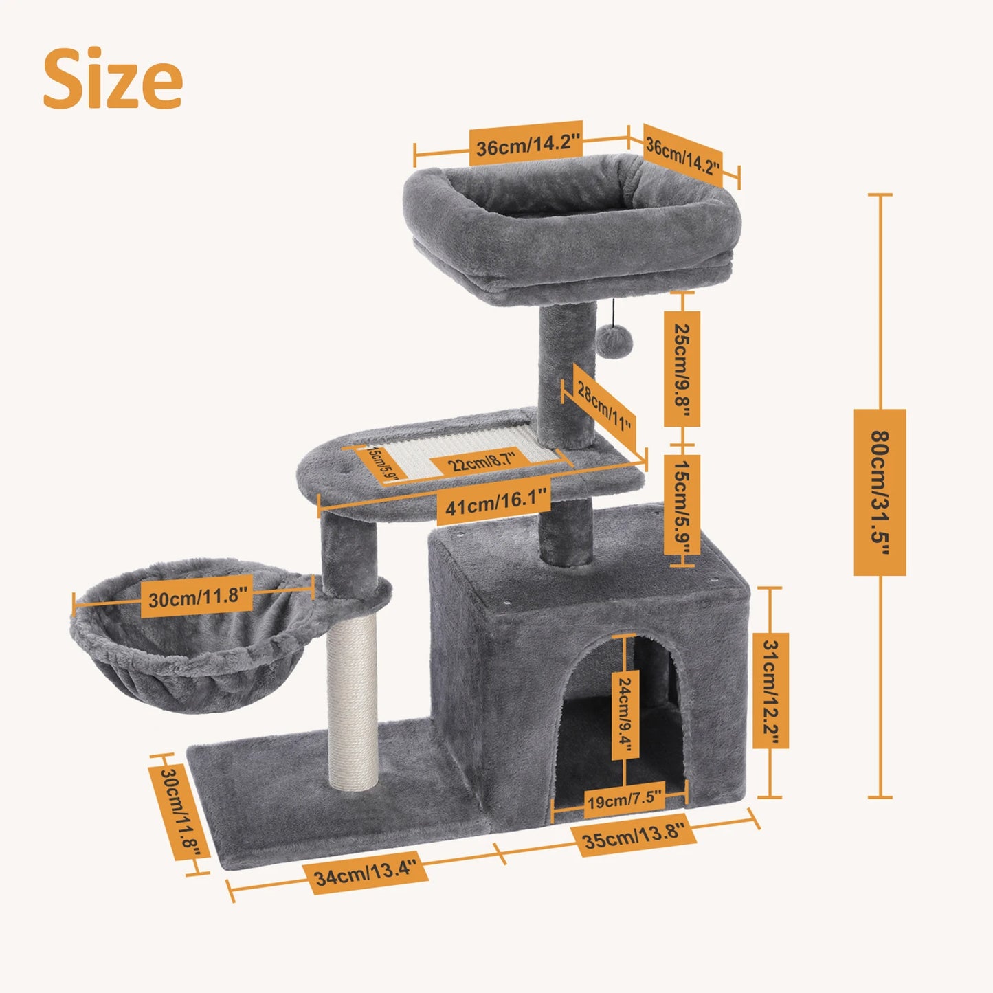 PAWZ Road Cat Tree Tower For Indoor Cats 2 Styles With Scratching Posts