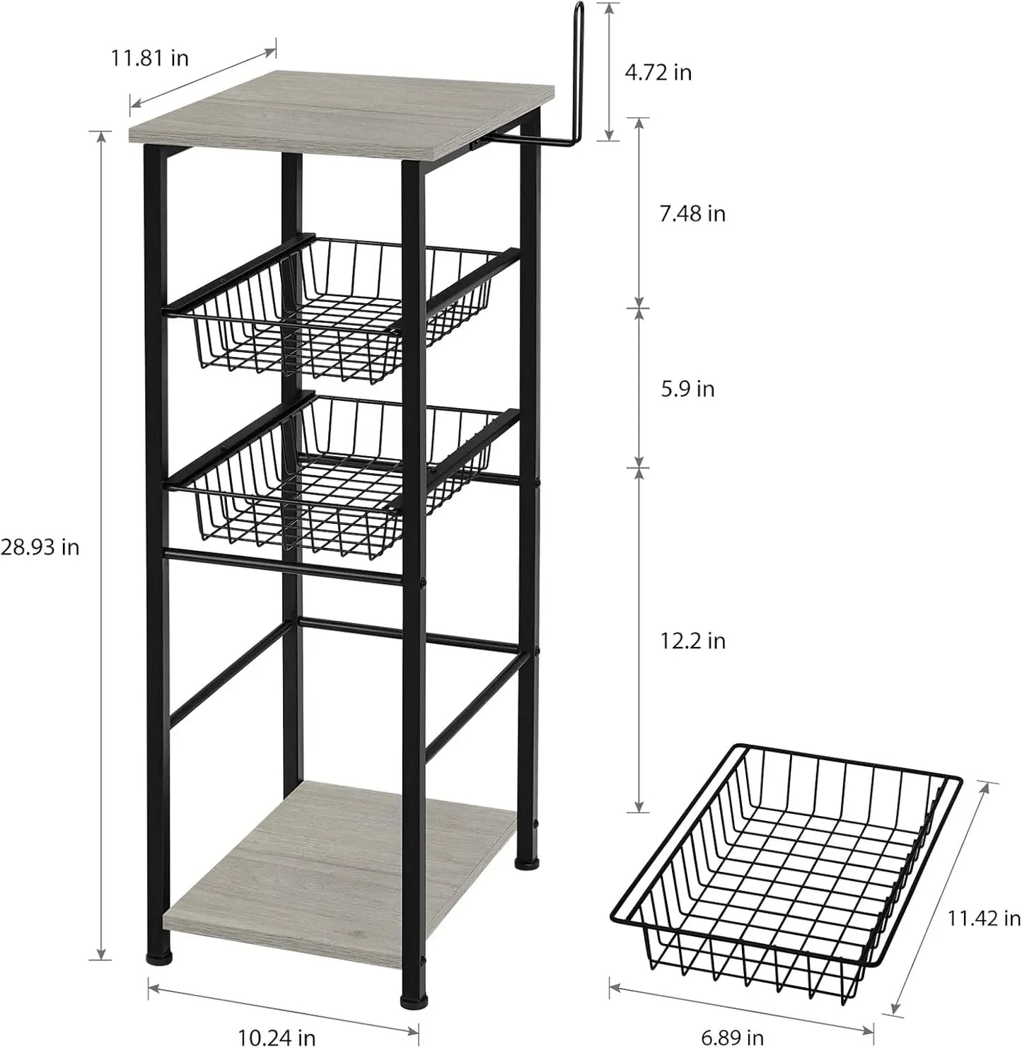 Over Toilet Storage Cabinet With Drawers And Toilet Paper Holder Rustic Style