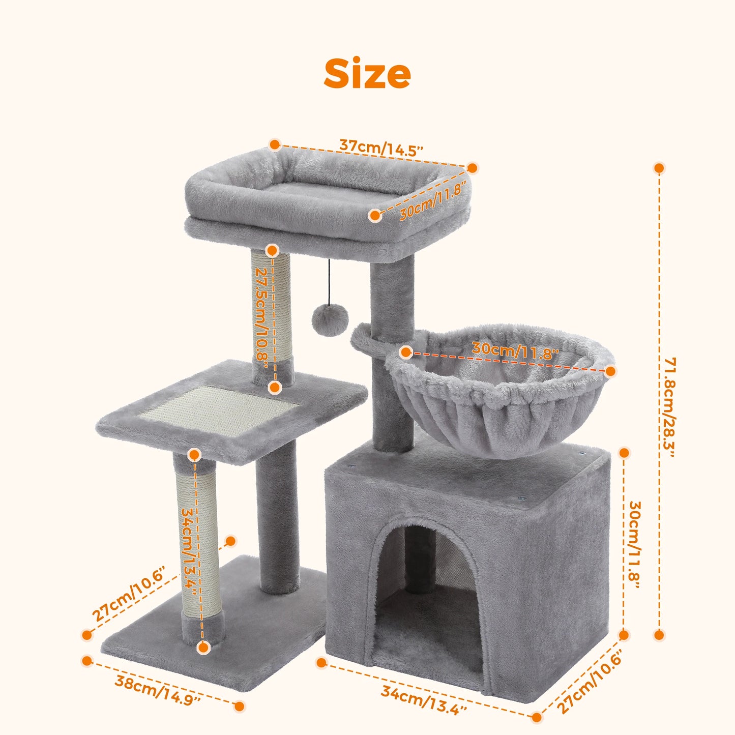 PAWZ Road Cat Tree Tower For Indoor Cats 2 Styles With Scratching Posts