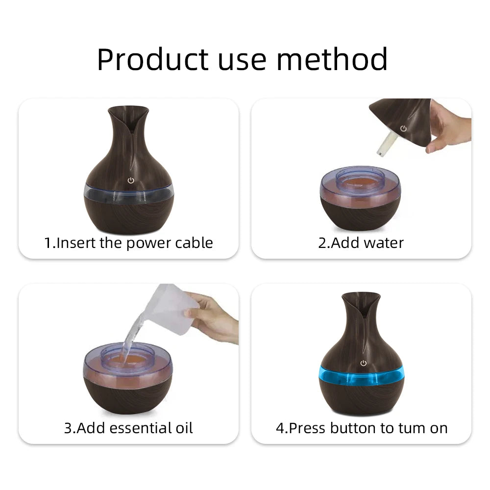 USB Aromatherapy Diffuser Humidifier With Remote And Ultra Quiet Mist