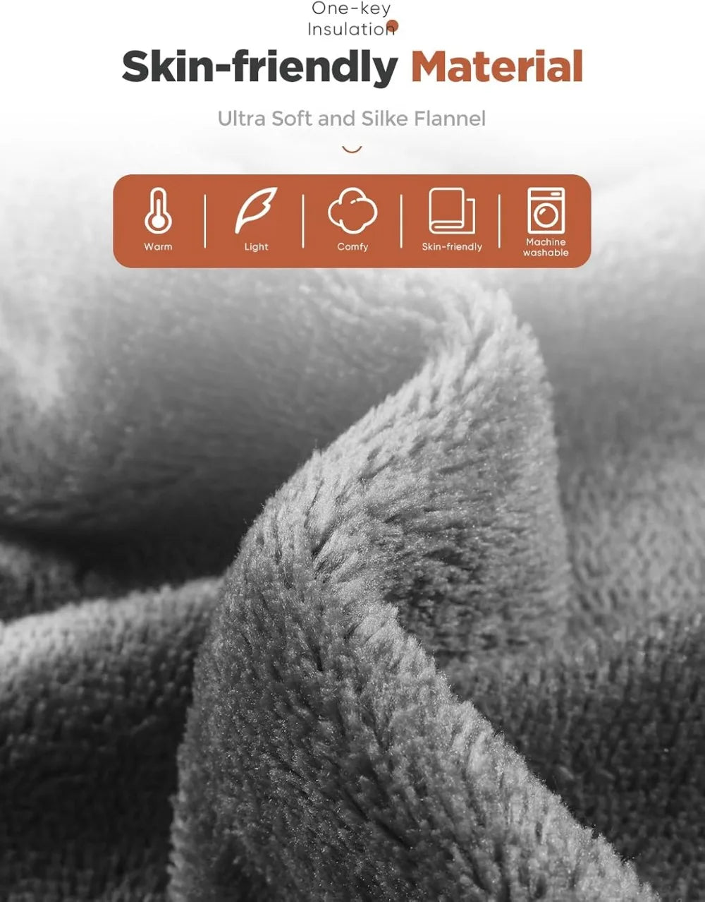 NONECN Heated Throw Blanket With One To Nine Hour Timer And Eight Heating Levels