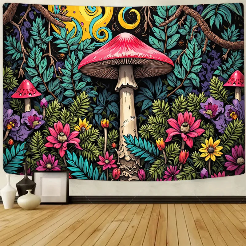 Winter Forest Owl Tapestry Snowy Landscape Wall Hanging Art Polyester Decor