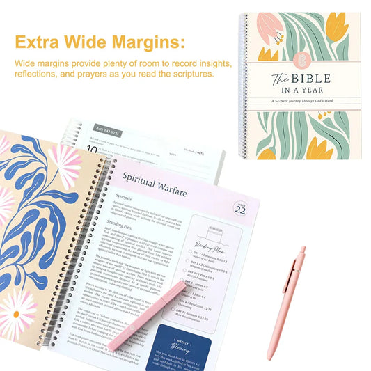 52-Week Bible Study Notebook Spiral Planner for Daily Bible Study