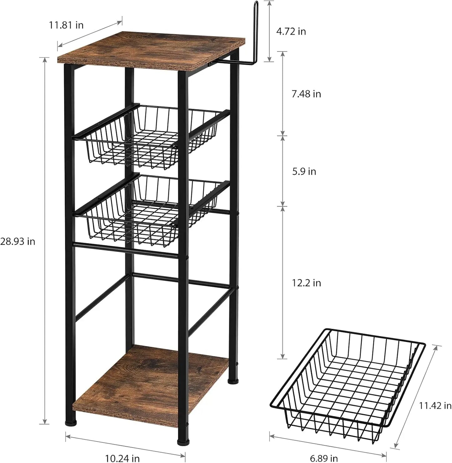 Over Toilet Storage Cabinet With Drawers And Toilet Paper Holder Rustic Style