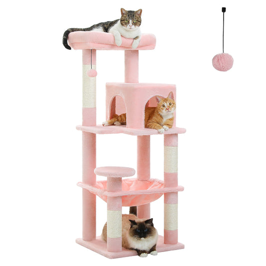 PETEPEL Cat Tree Indoor 5 Level Tower With Metal Frame And Large Hammock