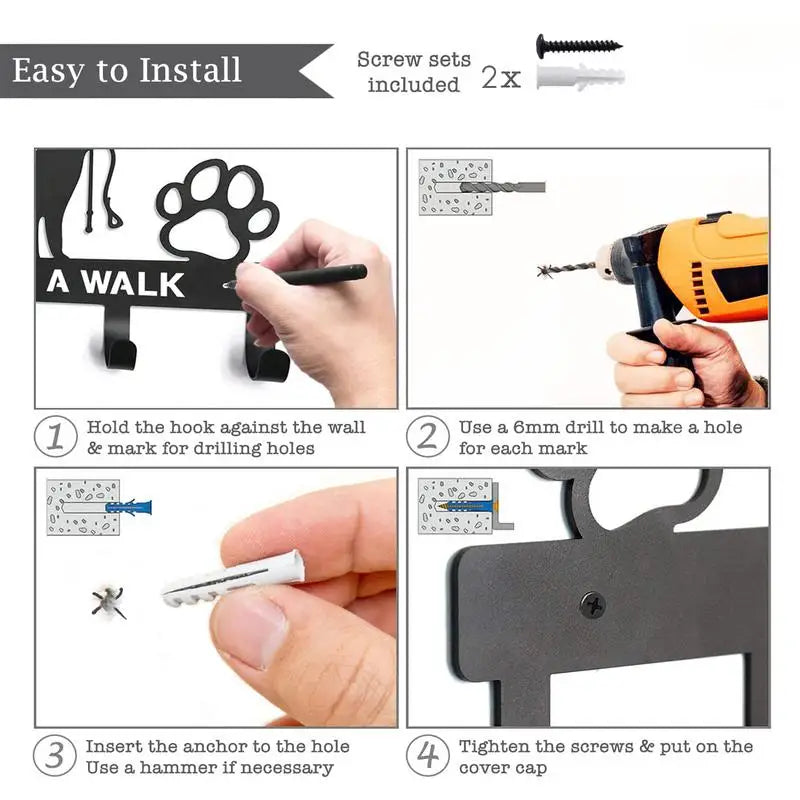 High Concerned Wall Dog Collar Organizer Iron Rack For Pet Accessories