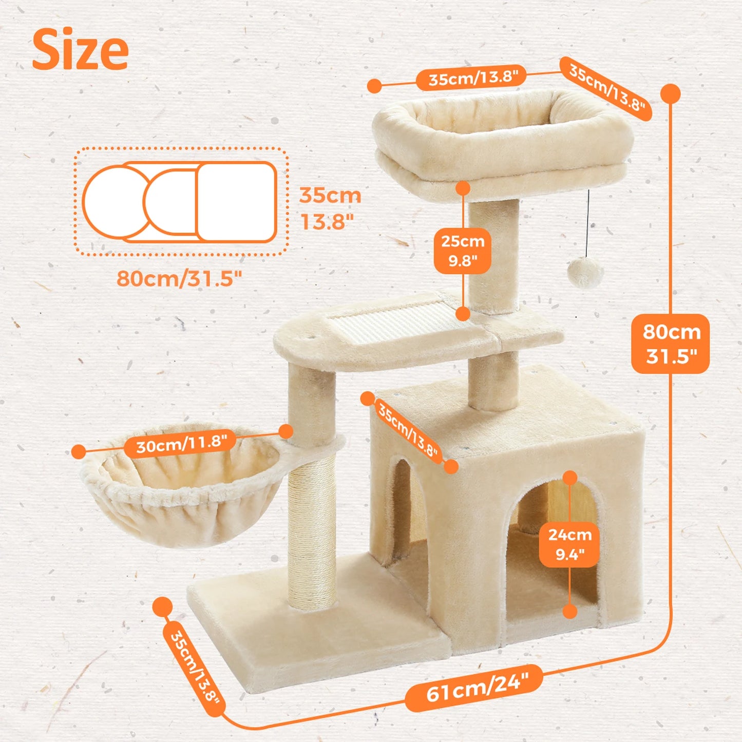 PAWZ Road Cat Tree Tower For Indoor Cats 2 Styles With Scratching Posts