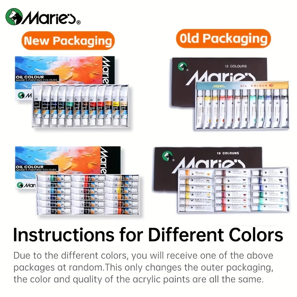Marie's Oil Paint Kit With 12ml Tubes And 7 Brushes Pro Art Supplies Set
