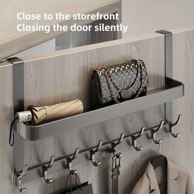 Hign-concerned Space Aluminum Door Hook Organizer Wall Mount Coat Hanger No Drill Bathroom