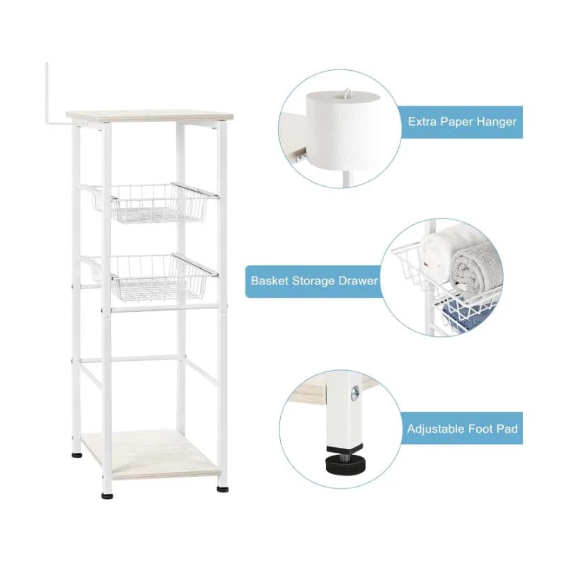 Over Toilet Storage Cabinet With Drawers And Toilet Paper Holder Rustic Style