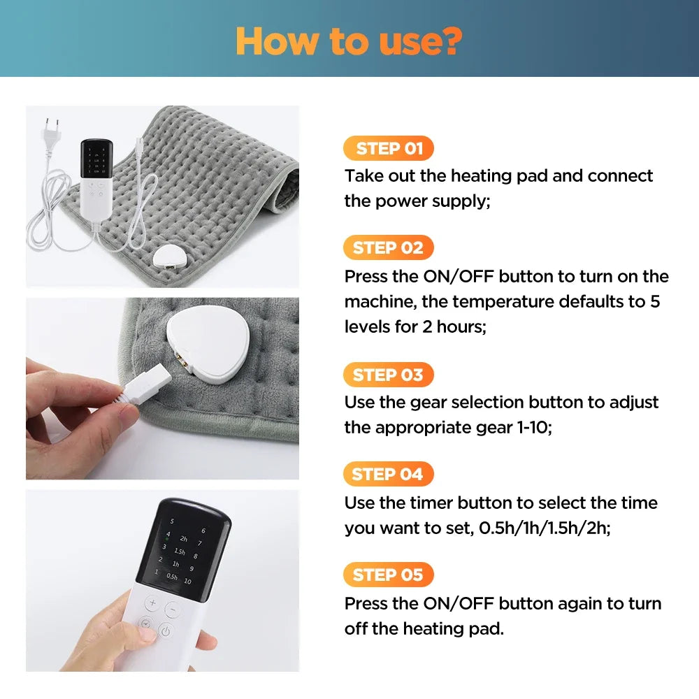 Hailicare Electric Heating Pad Multifunctional Back Warmer Nine To Ten Level Heat