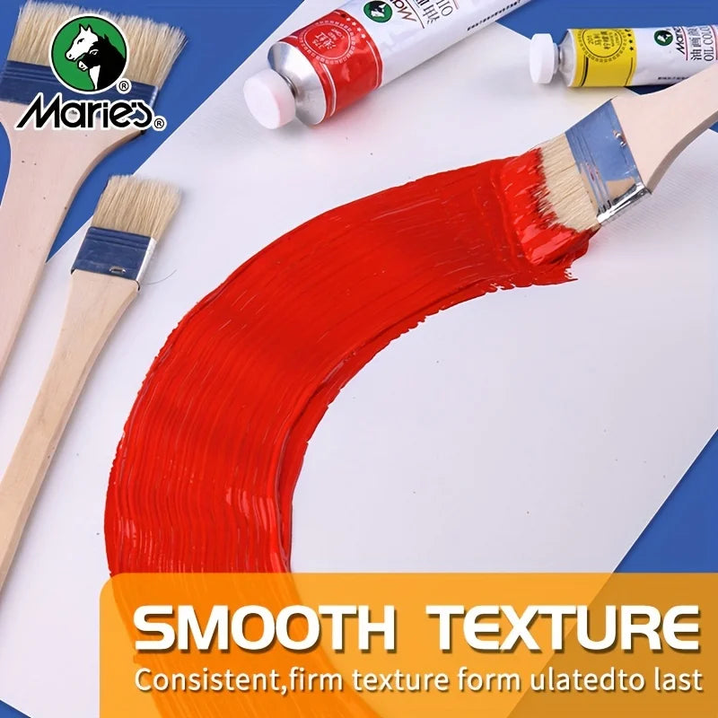 Marie's Oil Paint Kit With 12ml Tubes And 7 Brushes Pro Art Supplies Set